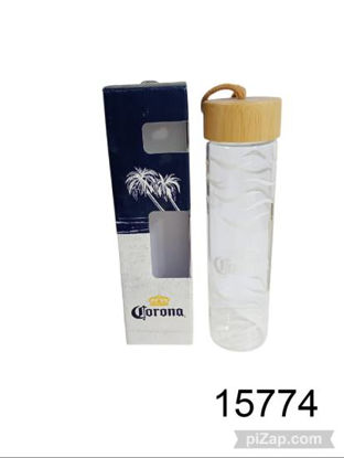 Imagen de BOTELLA DE VIDRIO CORONA CON TAPA DE BAMBOO 3.26